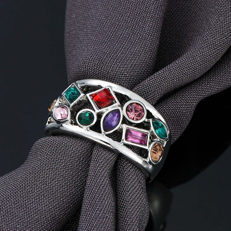 Exquisite Women Band Finger Ring Jewelry Round/Oval/Triangle/Marquise Stones Anniversary Birthday Gift Fashion Daily Ring