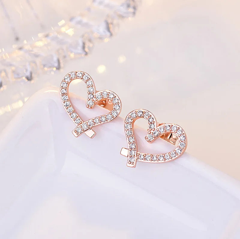 925 Sterling Silver Earrings High quality Heart for Women Fashion Jewelry Wedding Engagement Party Gifts cute