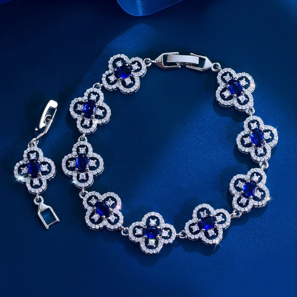 ThreeGraces Luxury Shiny White Zirconia Bridal Wedding Flower Link Chain Tennis Bracelet for Women Banquet Party Jewelry BR423