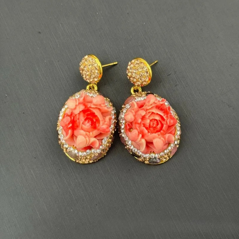 NISHIZAWA Chinese Style Flowers Earrings for Women Vintage Fashion Exquisite Jewelry Elegant Banquets Aretes De Mujer