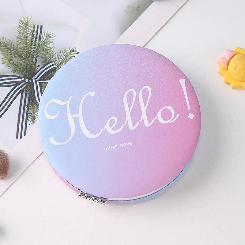 Cute Round Cartoon Mirror, Flip-Design Compact Mirror for Purse Travel Makeup, Portable Folding Handheld Mirror