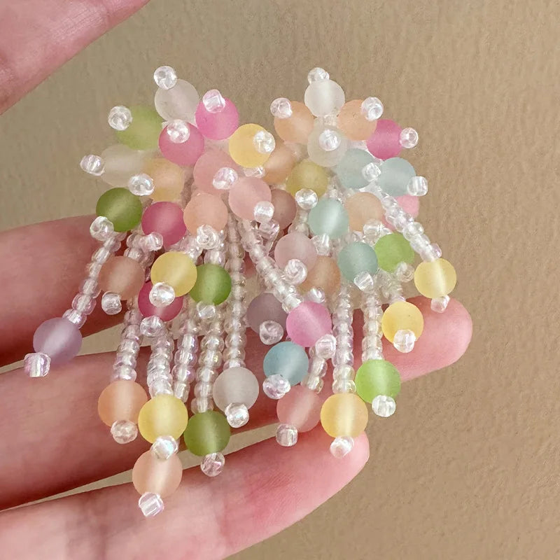 Colorful Beads Earrings for Women Summer Beach Style Flowers Sweet Jewelry Fashion Vacation Retro Pendientes Mujer
