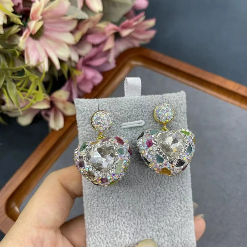 New crystal heart-shaped earrings for women dazzling AAA zircon jewelry