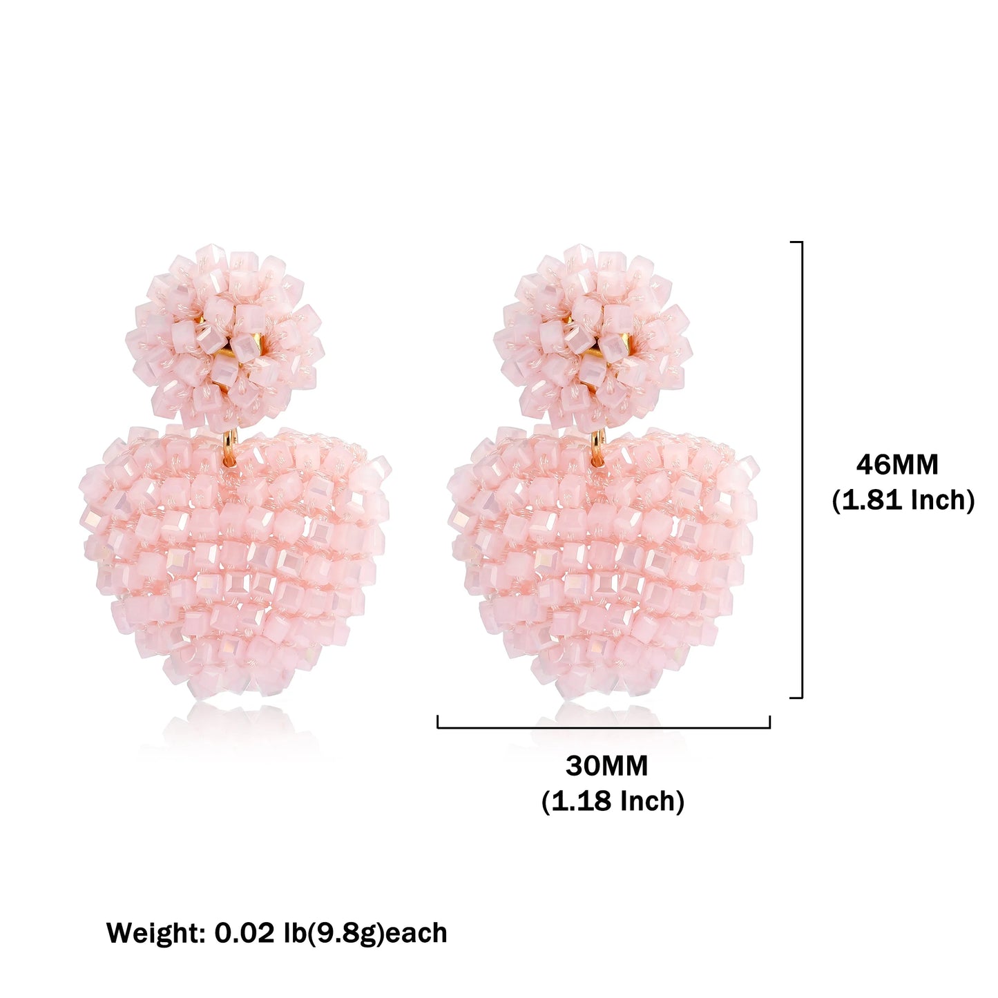 Badu Heart Shape Drop Earrings For Women Handmade Colorful Crystal Beads Big Statement Earrings Summer Party Jewelry Gifts