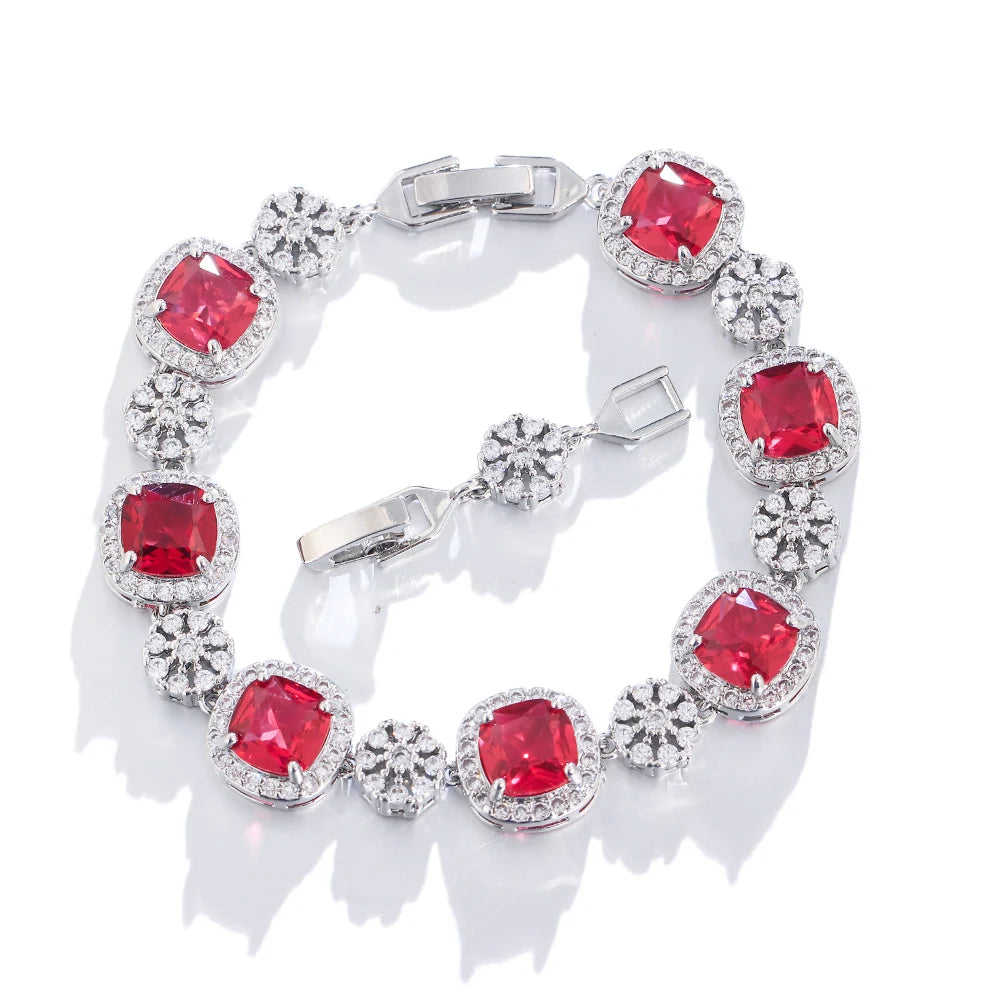 ThreeGraces Sparkly Yellow Cubic Zirconia Silver Color Geometric Square CZ Wedding Statement Bracelet for Women Jewelry BR295