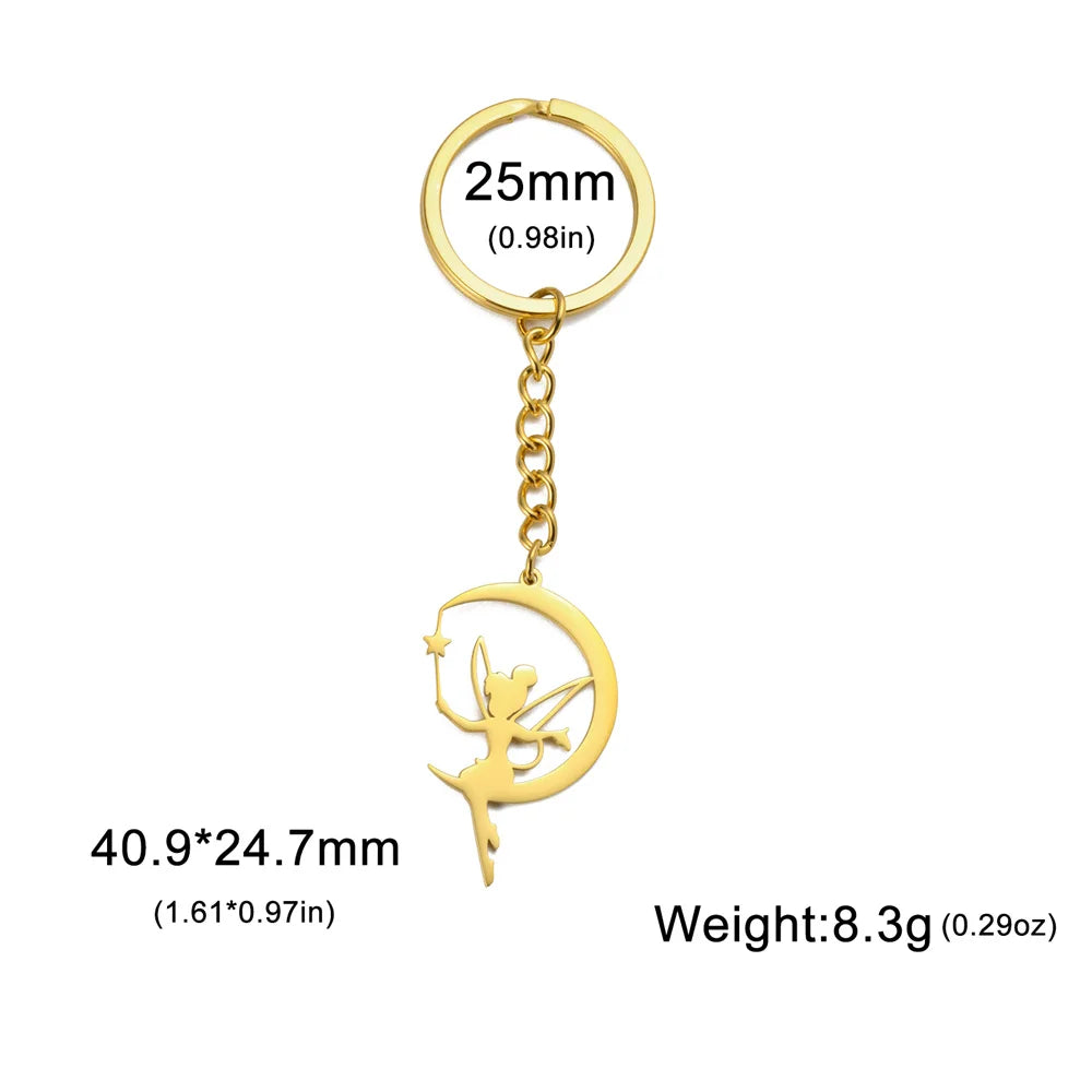 My Shape Fairy Keychain Creative Fantasy Elf Key Ring for Women Stainless Steel Bag Car Keychain Fashion Jewelry Wholesale