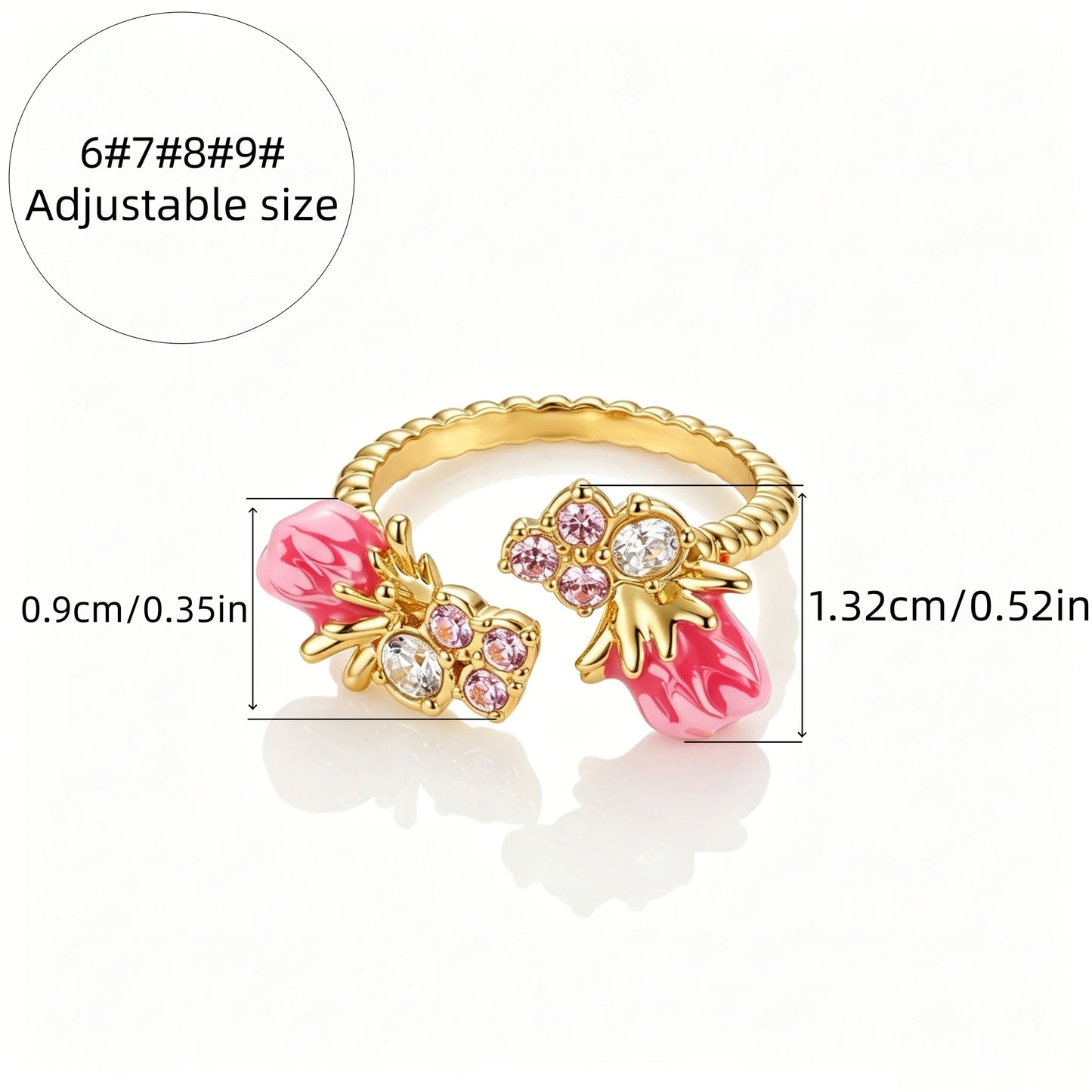 Sweet Double Rose Adjustable Open Ring for Women, Gold Plated Luxury All-match Jewelry, Daily Party Wear Gift Finger Ring