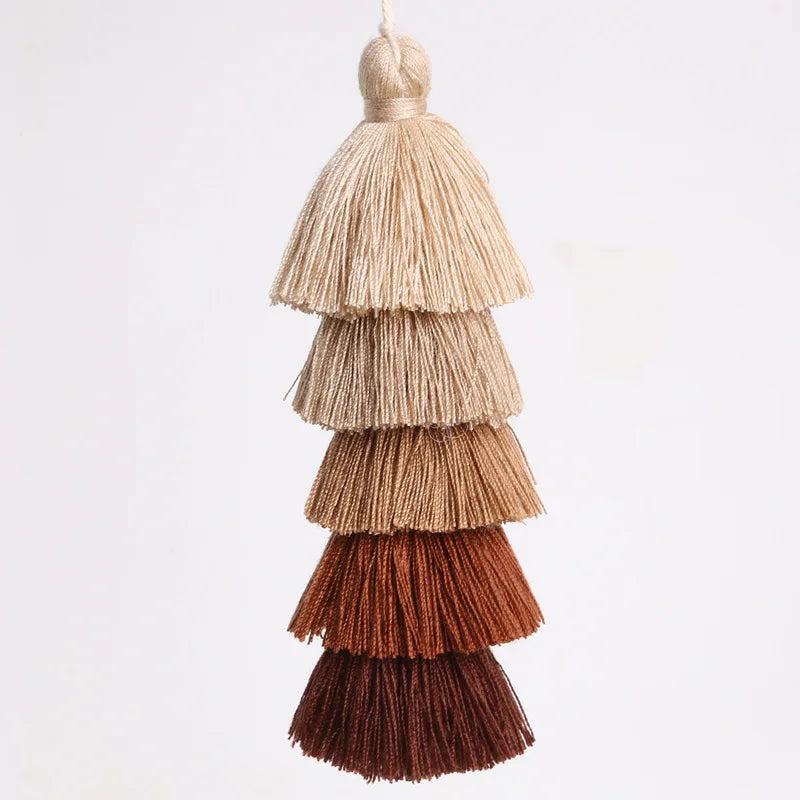 Boho Colorful Three-layer Tassels Pendant Keychains Ethnic Style Handmade Tassel Drop Jewelry Gifts Bag Accessory