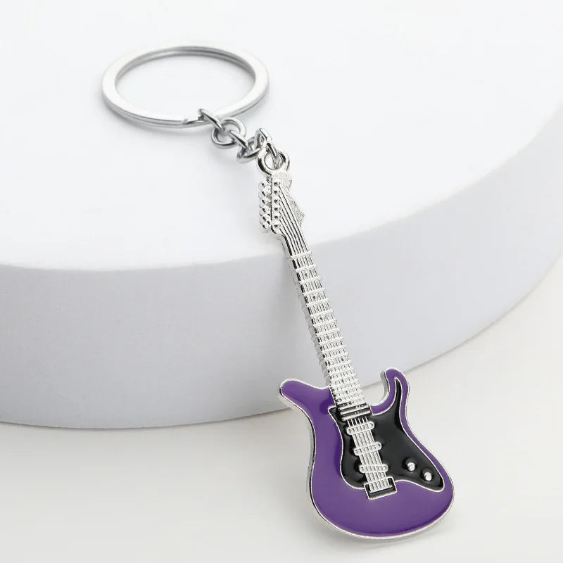 2024 New Guitar Keychain Band Concert Music Festival Souvenir Gift Handbag Schoolbag Pendant Bass Key Rings Wholesale