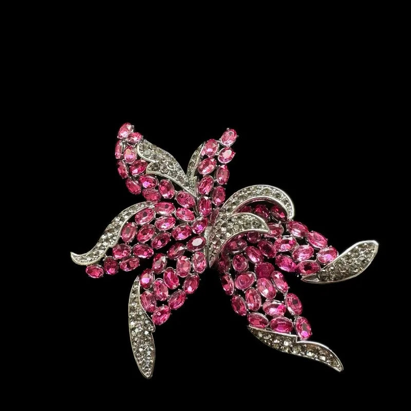 NISHIZAWA Flowers Clip Earrings for Women Rhinestones Vintage Court Style Jewelry Luxury Fashion Elegant Clothing Pins
