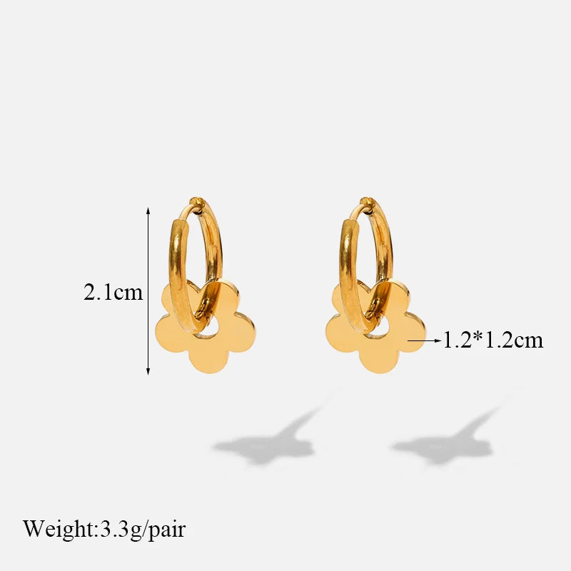 EILIECK 316L Stainless Steel Butterfly Heart Drop Earrings For Women Fashion New Ear Stud Gold-Plated Waterproof Jewelry Gift