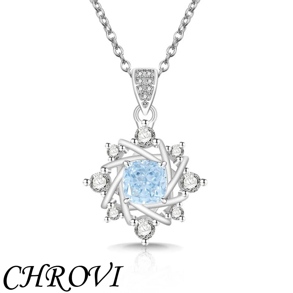 Exquisite 925 sterling silver gemstone ice flower octagonal star necklace, fashionable and versatile,high-carat diamond necklace