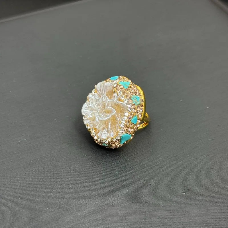 NISHIZAWA Turquoise Earrings for Women Ethnic Style Vintage Geometric Jewelry Fashion Elegant Exqusite Pendientes Mujer