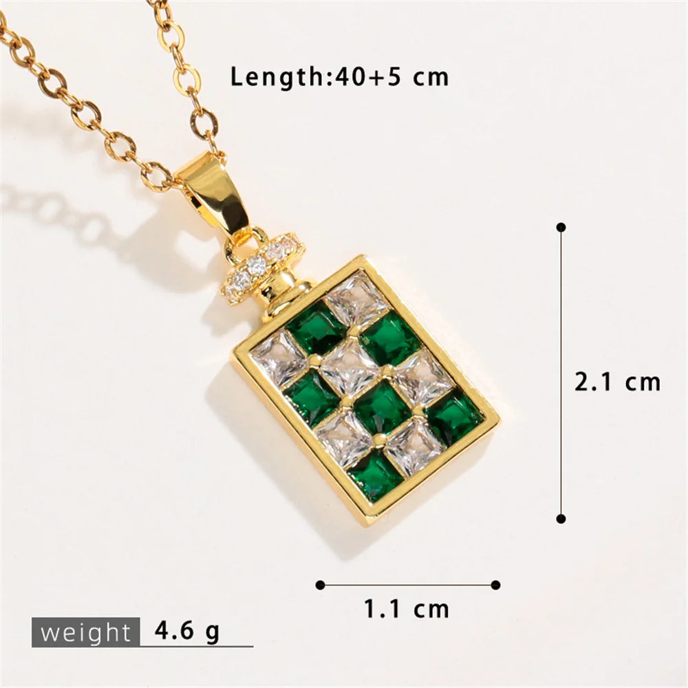 Boho Small Moon Square Charm Female Rainbow Zircon Fashion Pendant Necklace Gold Color Wedding Jewelry For Cute Luxury Women