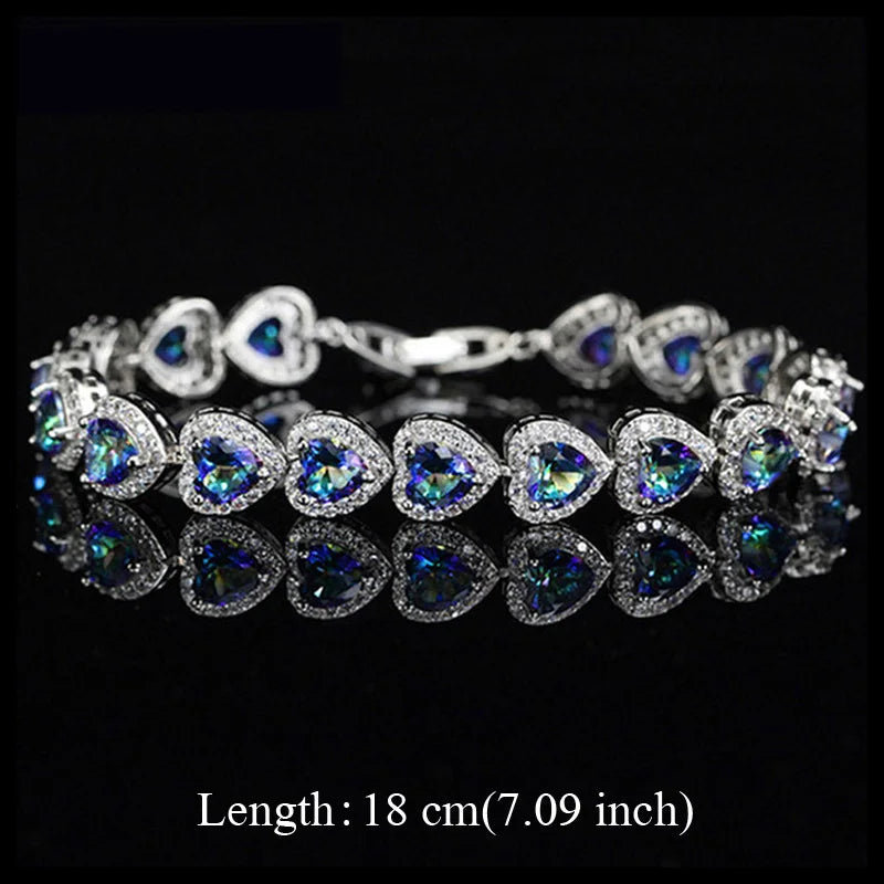 Pera Fashion Women Evening Party Jewelry Natural Light Blue Oval Rainbow Mystic Crystal Stones Bracelets for Birthday Gift B087