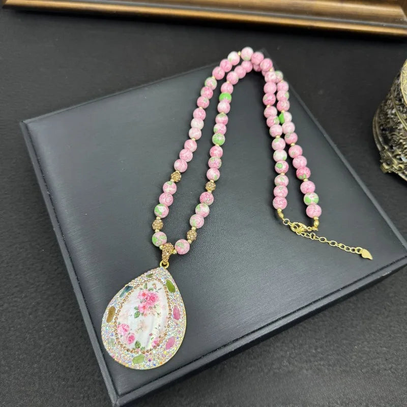 Floral Necklaces for Women Beads Chinese Style Geometric Vintage Banquets Jewelry Elegant Exquisite Collares Para Mujer