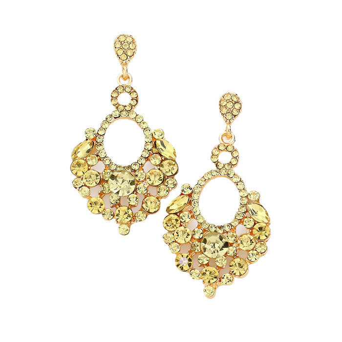 Marquise Crystal Chandelier Statement Evening Earrings