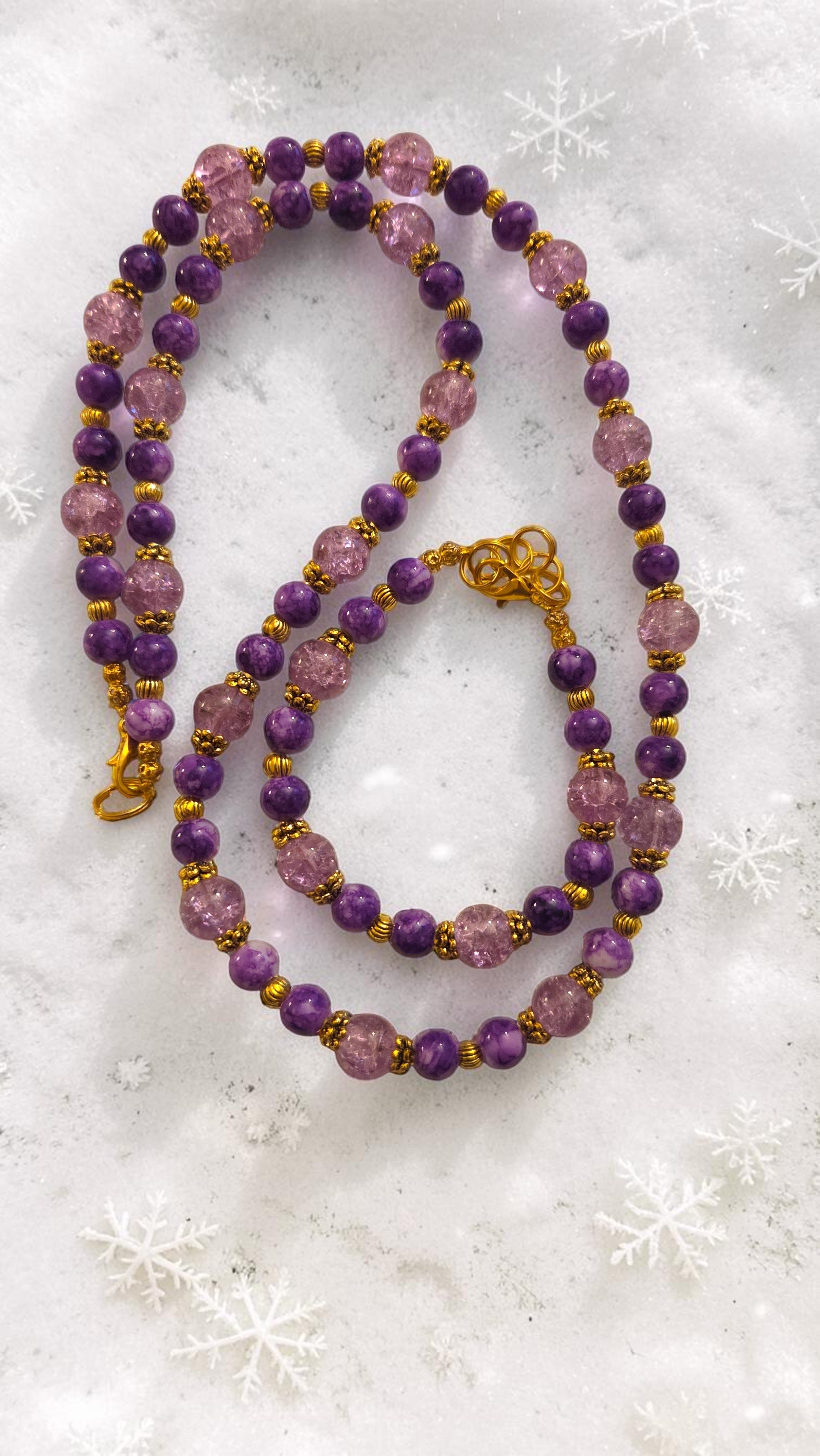 Purple Beaded Jewelry Set   #4752