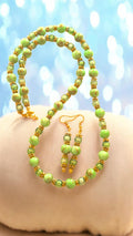 Green Beaded Jewelry Set   #4764