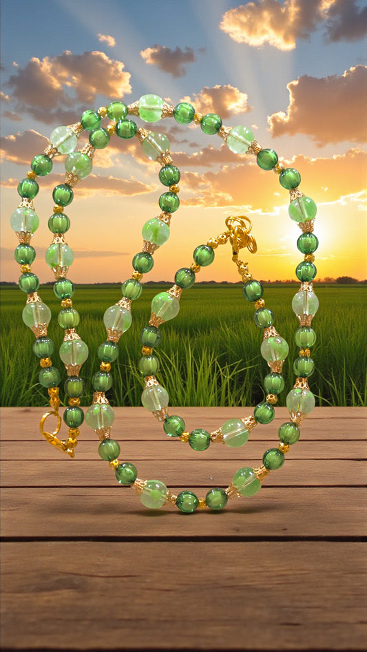 Green Beaded Jewelry Set  #4766