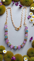 Purple & Turquoise Bead Necklace  #4768