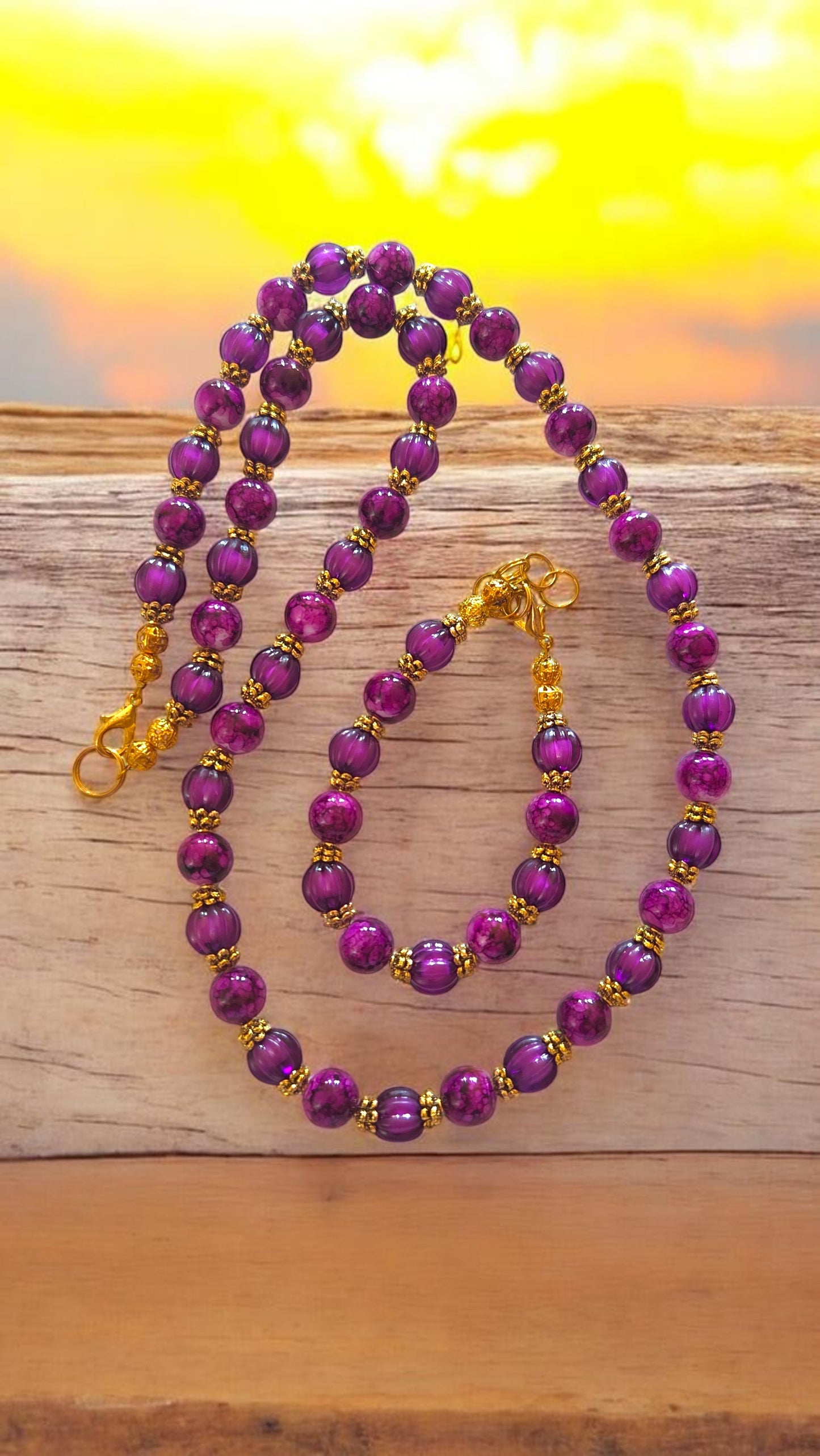 Plum Beaded Jewelry Set   #4781