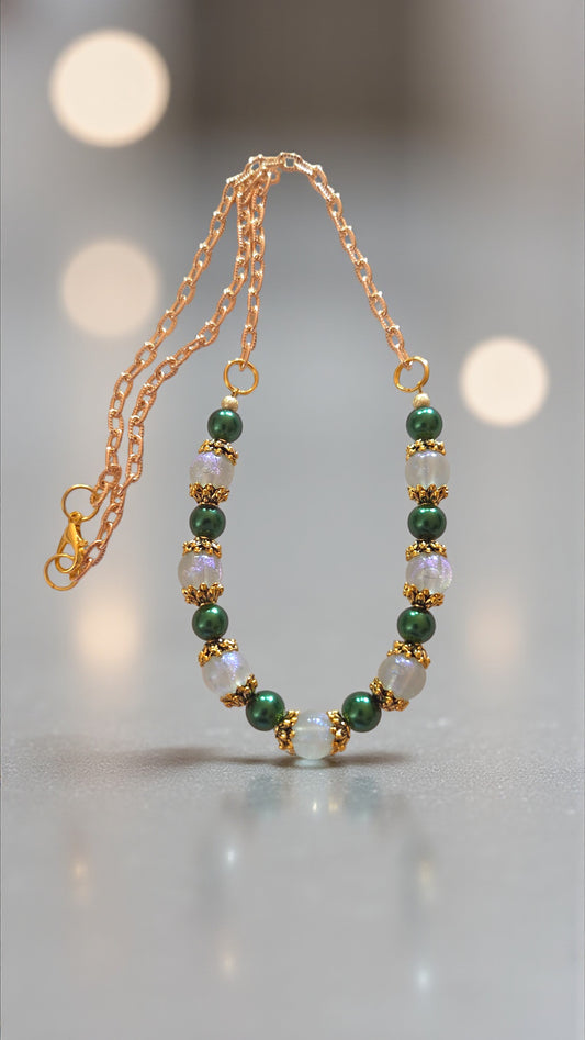 Green Bead Necklace   #4792