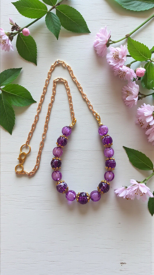 Purple Bead Necklace  #4790