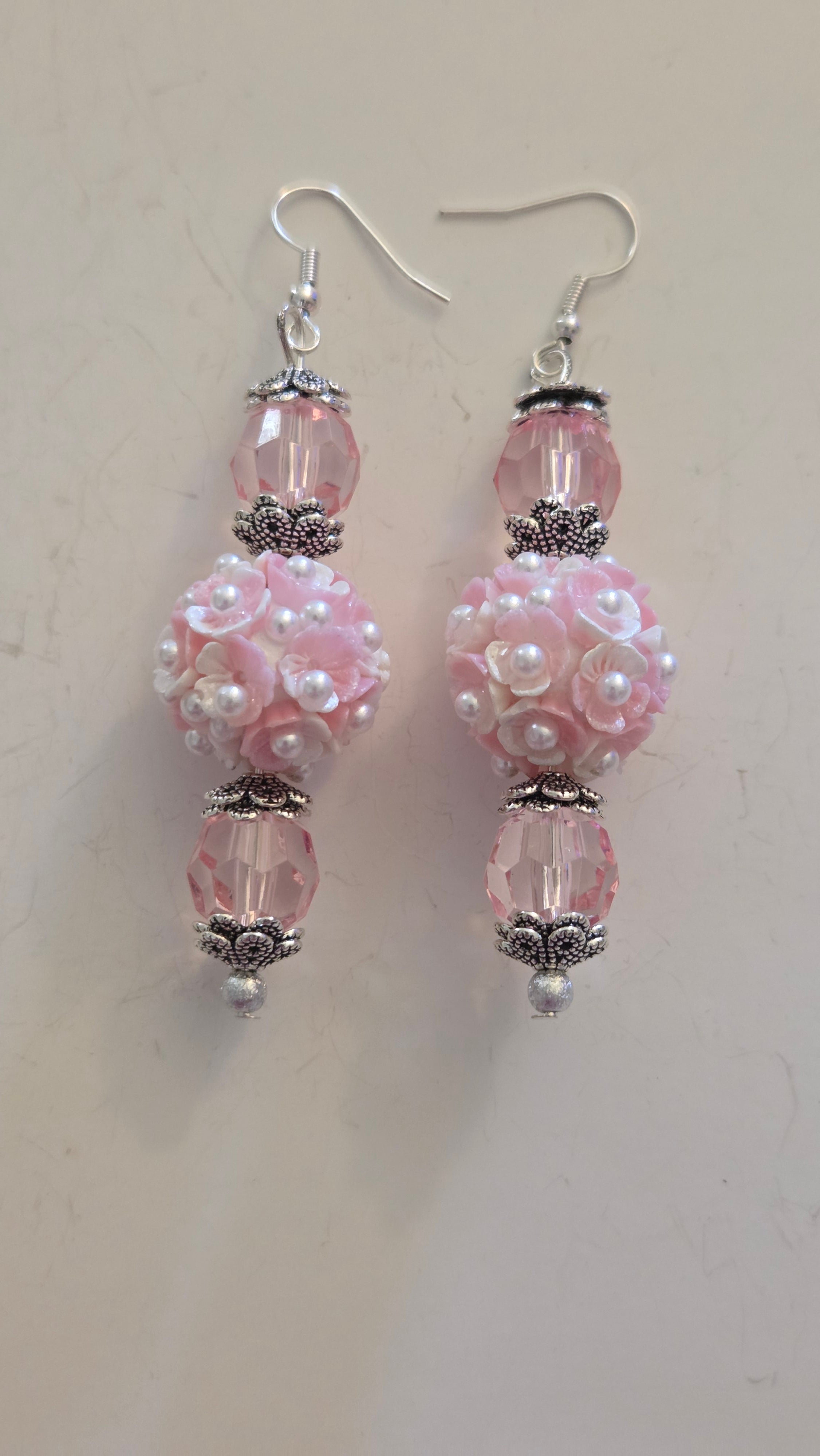 Pink Flow Bead Earrings  #4806