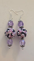 Purple & Pink Flower Bead Earrings   #4808