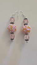 Pink & Yellow Flower Bead Earrings    #4805