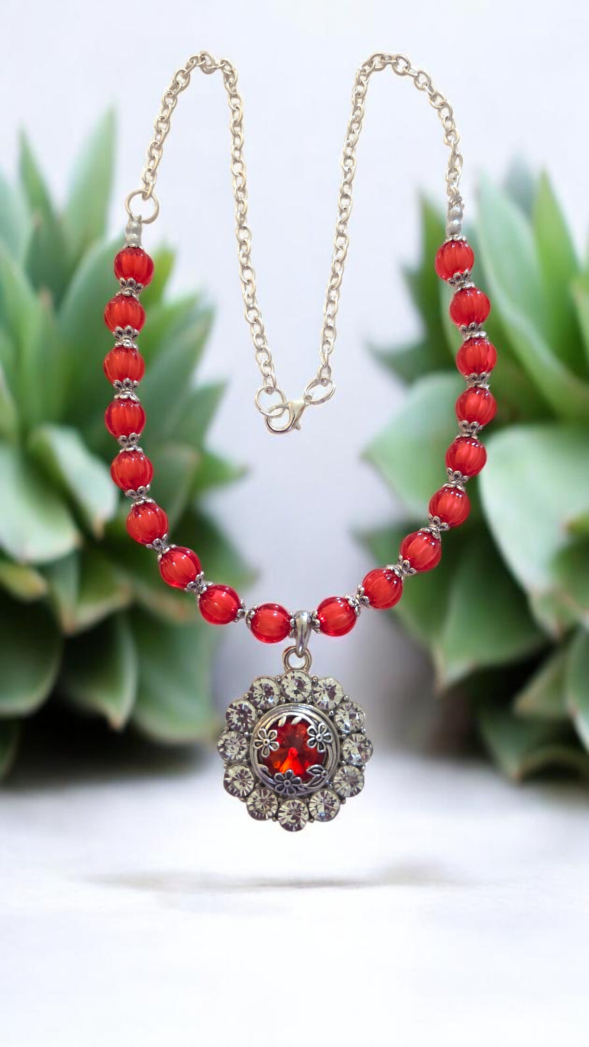 Red Pendant Necklace   #4820