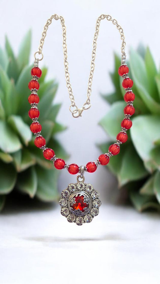 Red Pendant Necklace   #4820