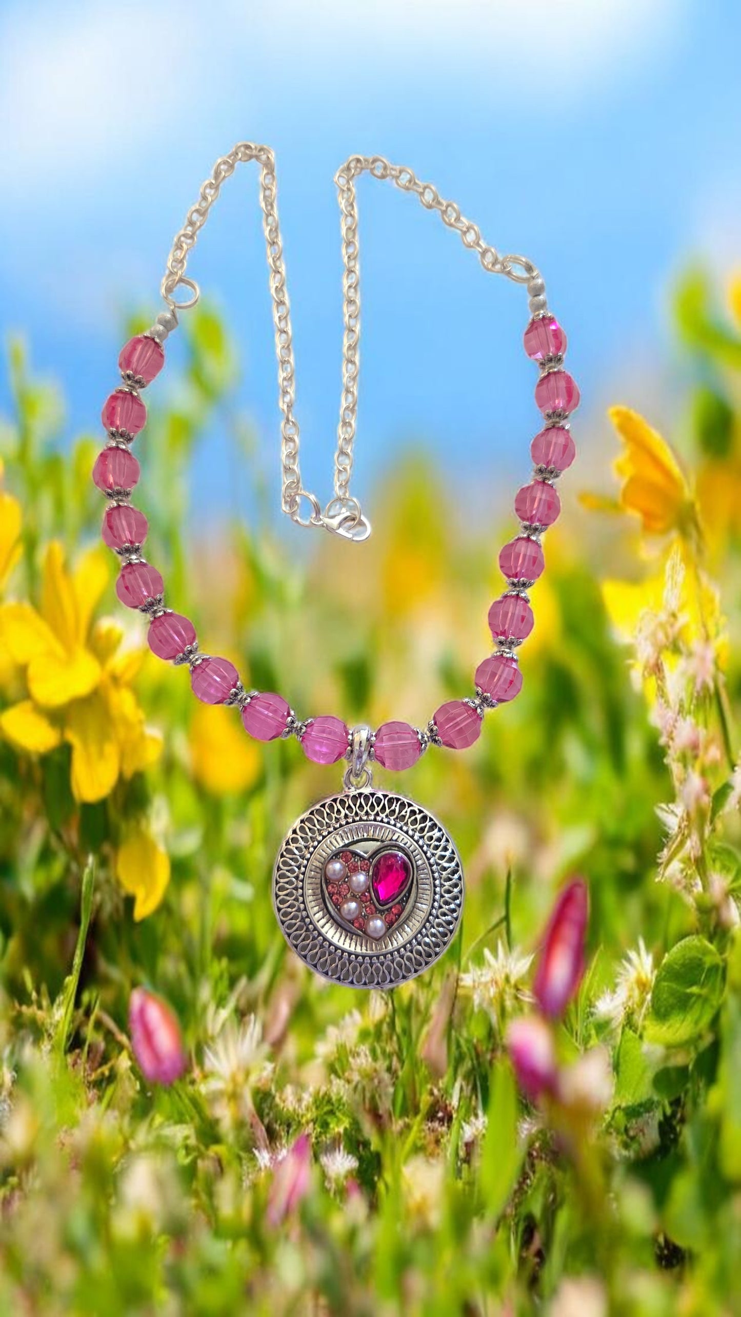 Pink Pendant Necklace    #4823