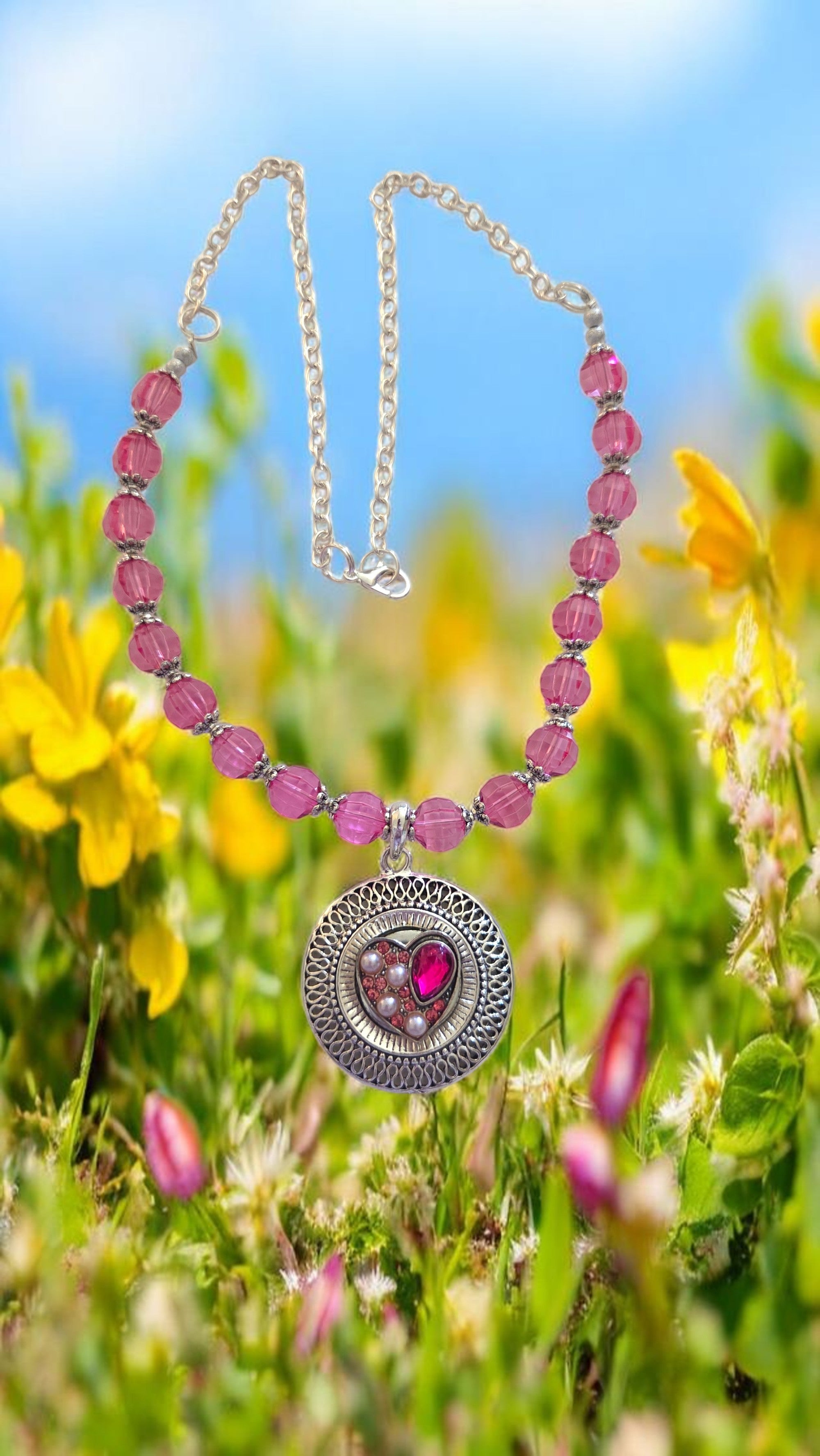 Pink Pendant Necklace    #4823