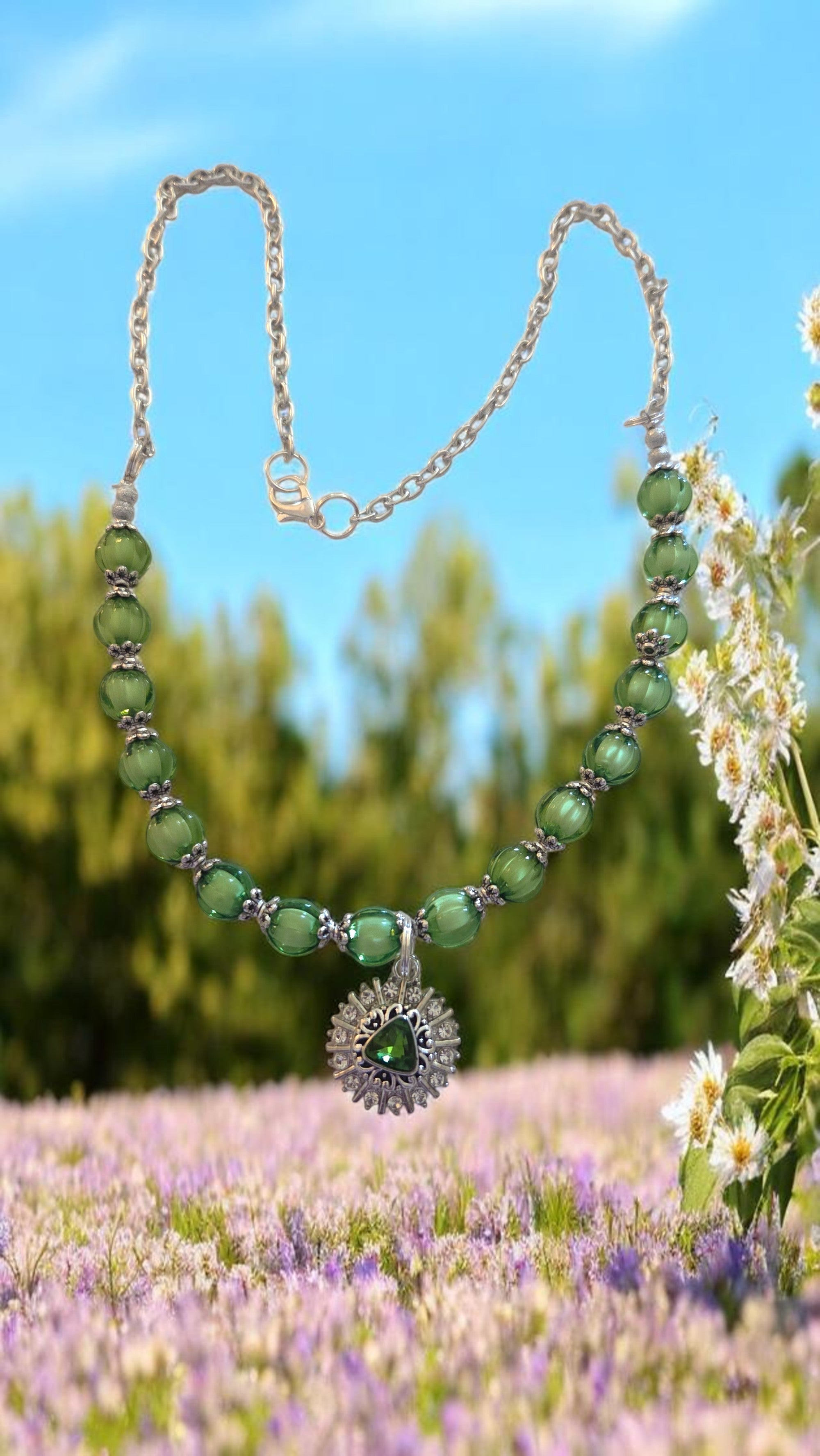 Green Pendant Necklace   #4818