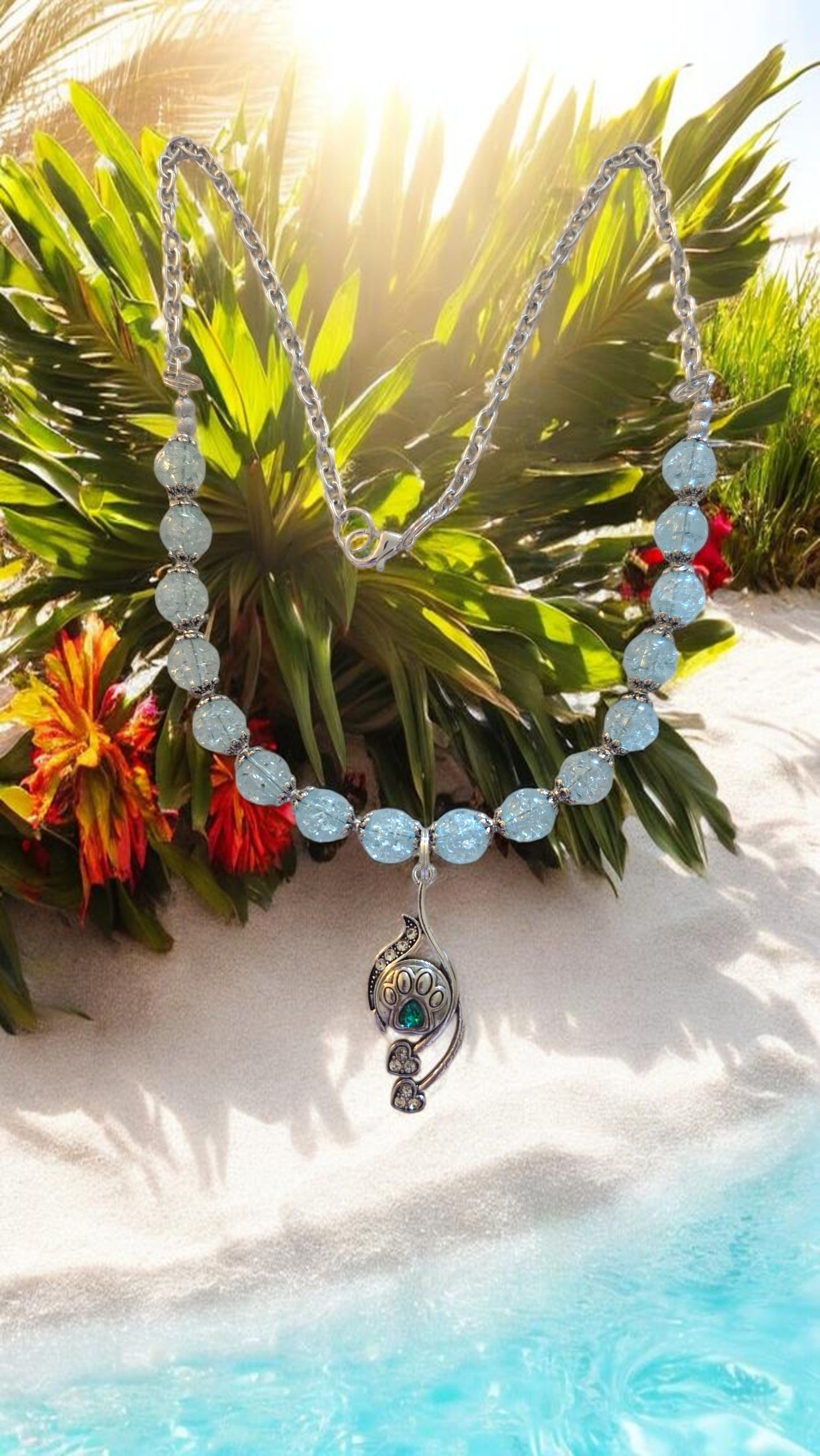 Light Turquoise Pendant Necklace    #4819