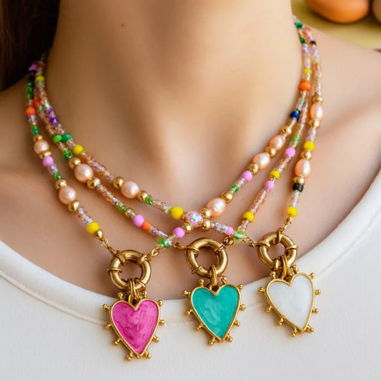 2026 Fashionable New Heart and Peach-shaped Bead Pendant Necklace Baroque Freshwater Pearl Necklace Gift