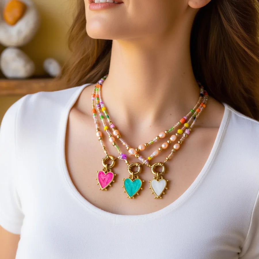 2026 Fashionable New Heart and Peach-shaped Bead Pendant Necklace Baroque Freshwater Pearl Necklace Gift