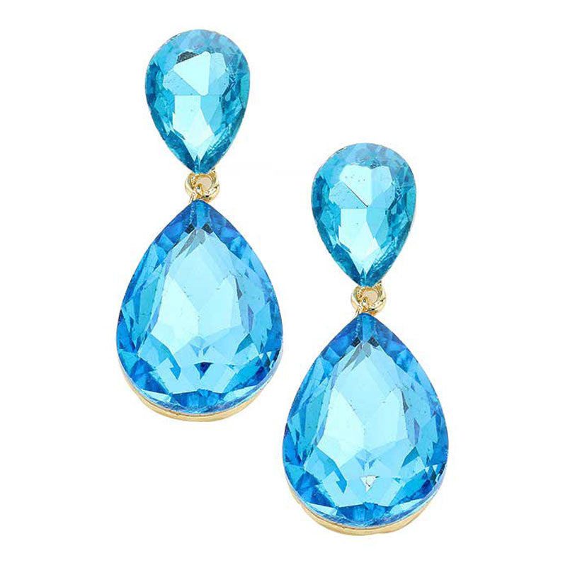 Women's Glass Crystal Teardrop Evening Dangle Earrings