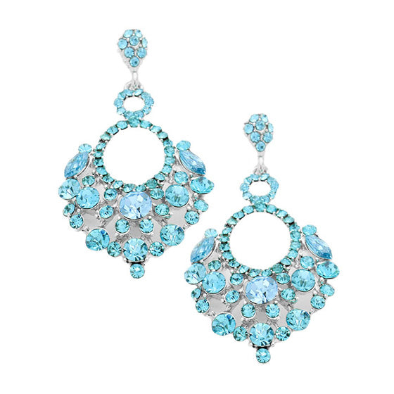 Marquise Crystal Chandelier Statement Evening Earrings