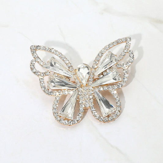 Stone Cluster Butterfly Pin Brooch