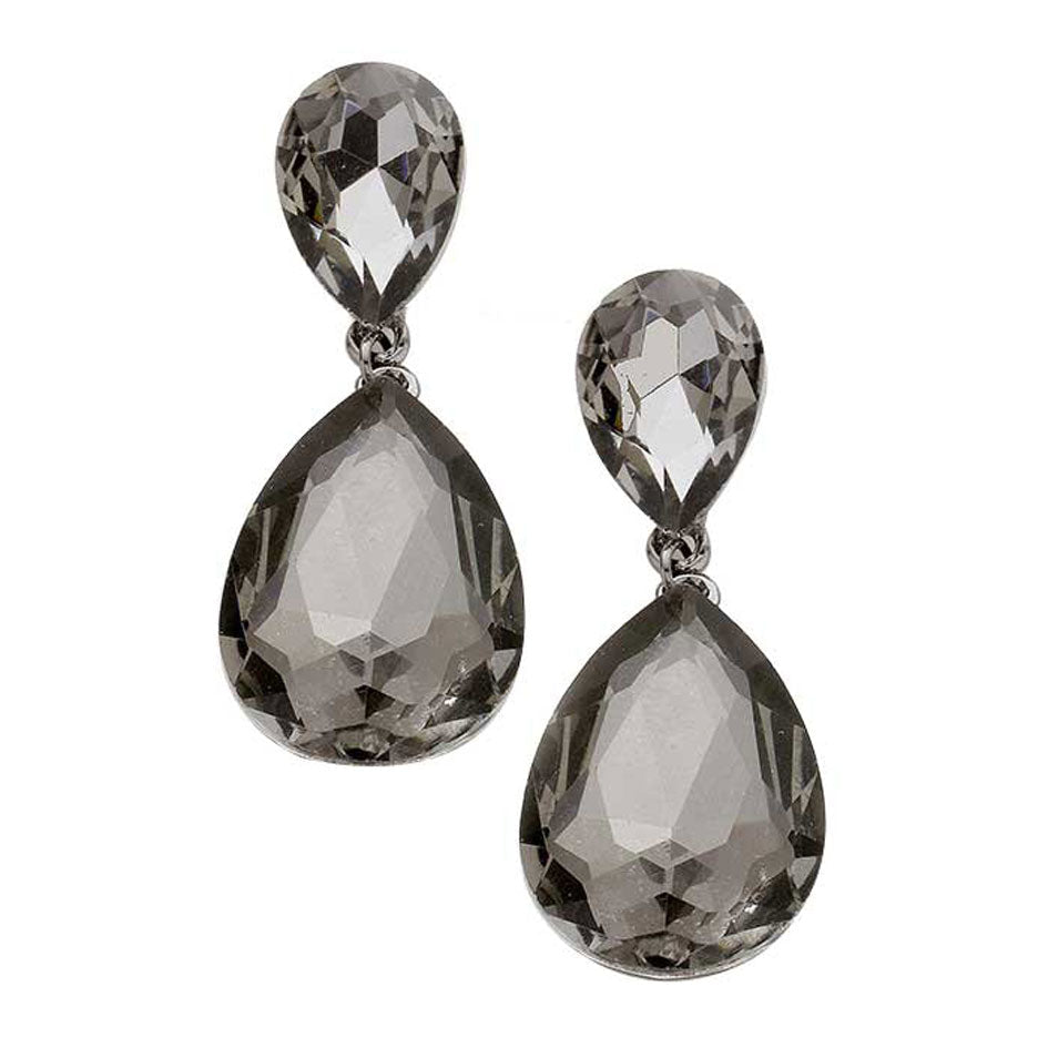 Women's Glass Crystal Teardrop Evening Dangle Earrings