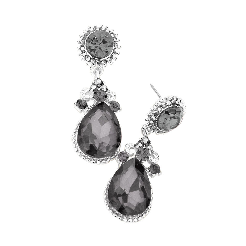 Glass Crystal Teardrop Dangle Evening Earrings