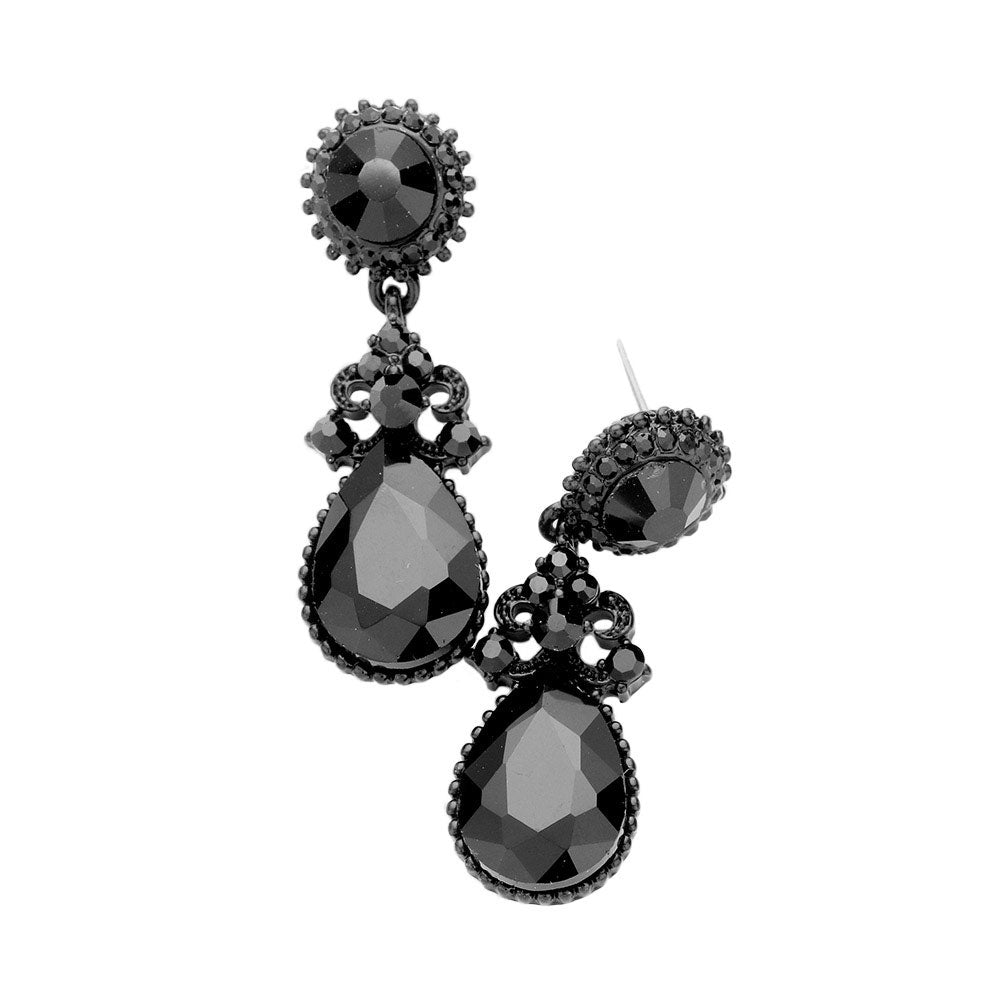 Glass Crystal Teardrop Dangle Evening Earrings