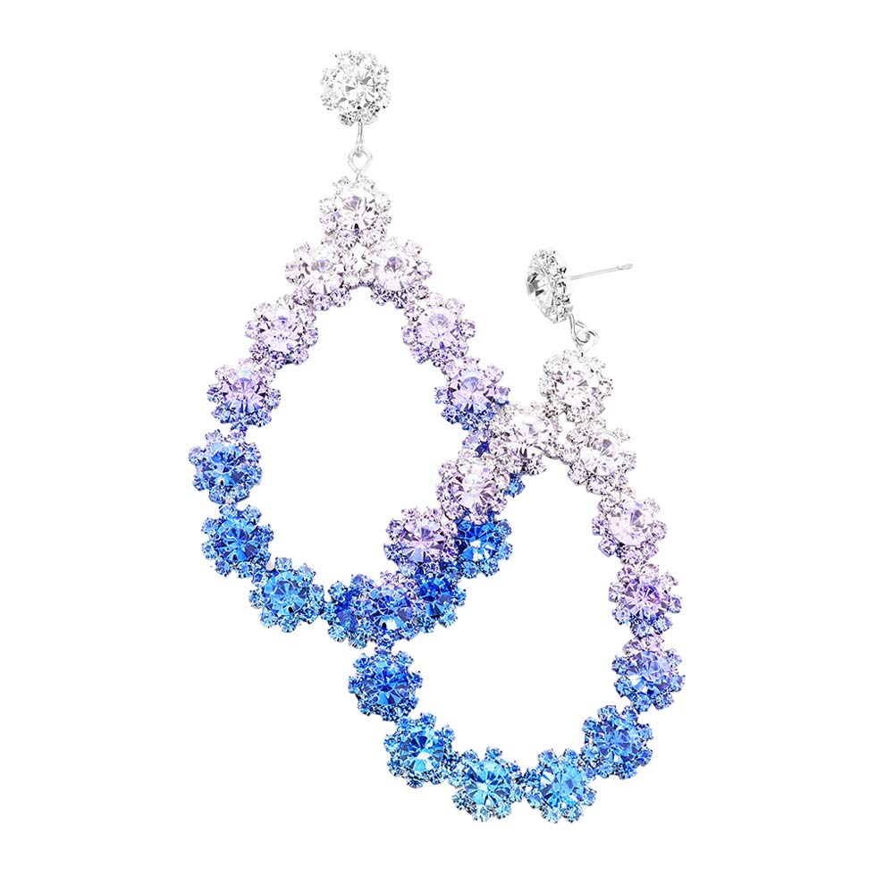 Floral Open Teardrop Ombre Evening Earrings