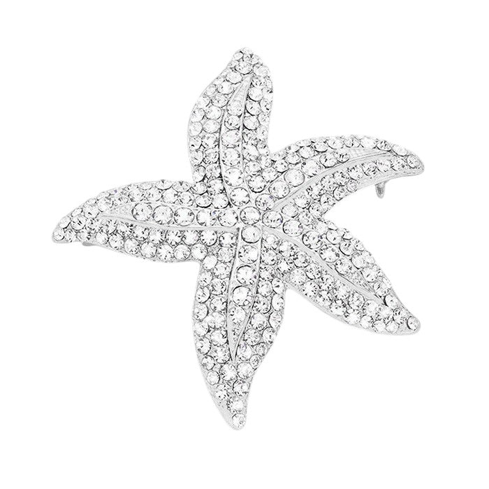 Crystal Rhinestone Starfish Pin Brooch