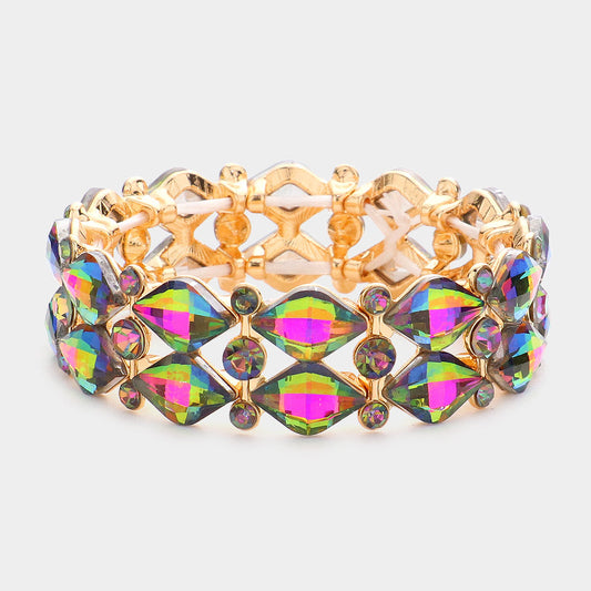 Stone Cluster Evening Stretch Bracelet