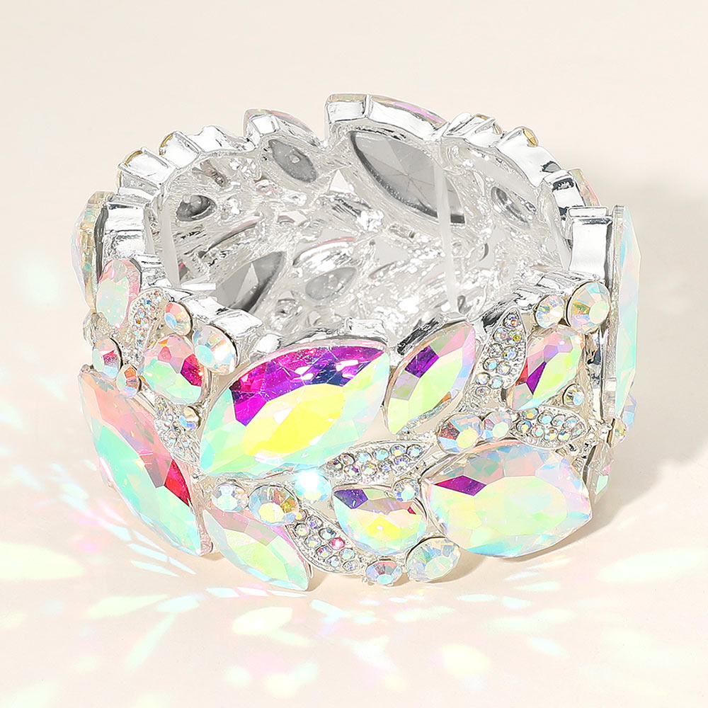 Marquise Stone Cluster Embellished Stretch Bracelet