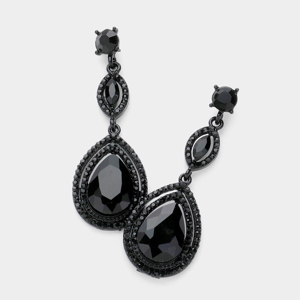 Women's Glass Crystal Teardrop Evening Dangle Earrings